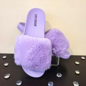 Cape Robbin Purple Bling Fur Slides